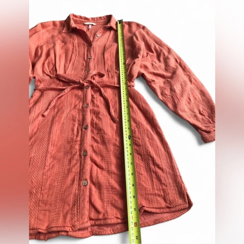 Free People Batwing Shirt Dress Tangerine Boho Mini 90% Cotton Women’s Sz XS - Picture 8 of 13